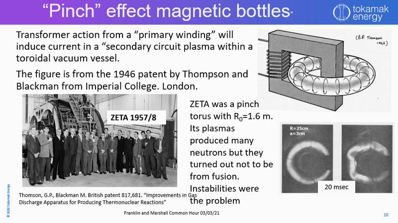 Pinch effect magnetic bottles