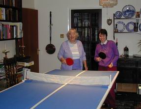 The old table in our house with Margaret and Jane