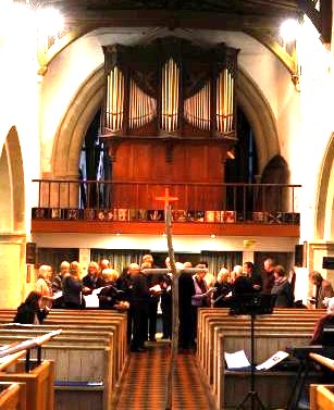 The choir at the back of the church