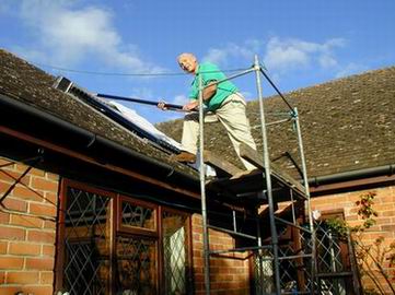 Colin putting in one of the glass 