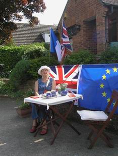Meeting outside on VE day