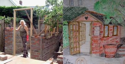 The door frame in place with Mo's drawing