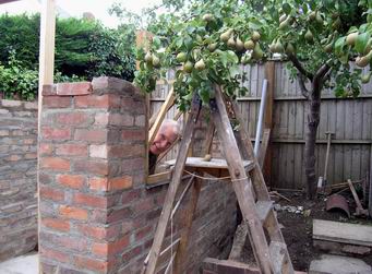 The window frames in place