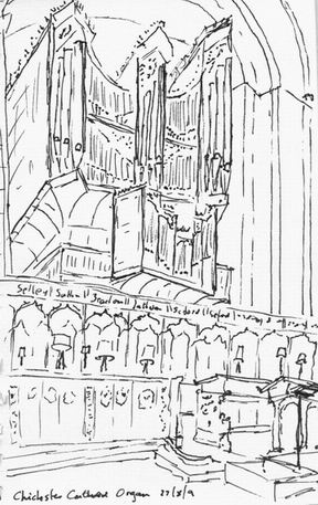 The organ and choir stalls of Chichester Cathedral