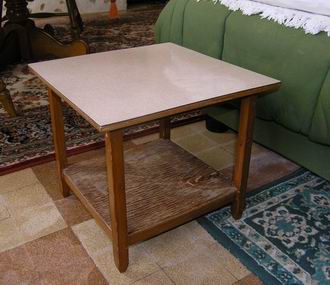 Colin's formica-topped table at La Bruyere